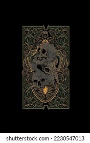 Skull with ornament vector illustration