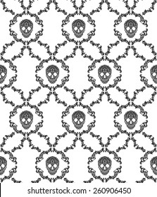 Skull ornamental seamless pattern. Vector illustration