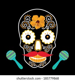 Skull with ornament.Vector illustration.