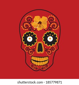 Skull with ornament.Vector illustration.