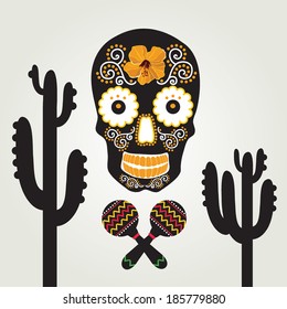 Skull with ornament.Vector illustration.