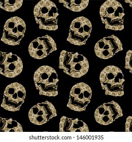 skull ornate vector pattern for textile or paper, death background