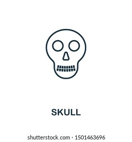 Skull outline icon. Thin line style from halloween icons collection. Pixel perfect simple element skull icon for web design, apps, software, print usage.