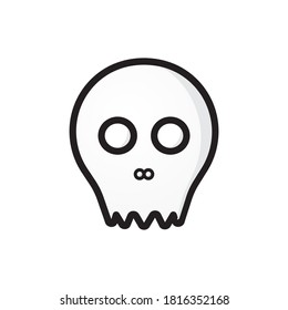  skull outline silhouette vector illustration isolated on white background. Horror design element. Suitable for t-shirt, holiday party invitation card or other design project.