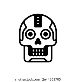 Skull. Outlined stroke vector icon with black-filled details.