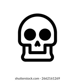 Skull. Outlined stroke vector icon with black-filled details.