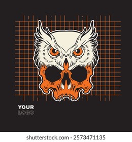 SKULL AND OWL HEAD VECTOR ILLUSTRATION