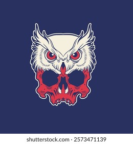 SKULL AND OWL HEAD VECTOR ILLUSTRATION