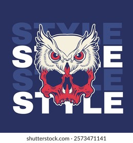 SKULL AND OWL HEAD VECTOR ILLUSTRATION