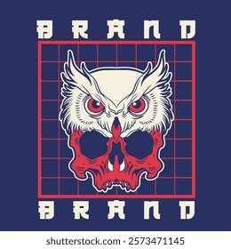 SKULL AND OWL HEAD VECTOR ILLUSTRATION