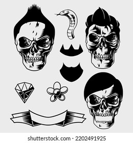 skull pack with armor, ribbon and accessories