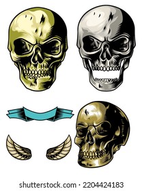 skull pack with ribbon and object