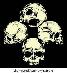 Skull pack vector vintage hand drawn
