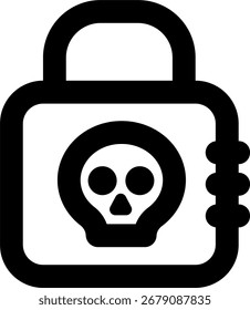 Diseño de icono de estilo de línea de candado de cráneo