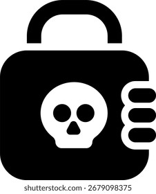 skull padlock line style icon design