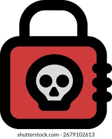 Diseño de icono de estilo de línea de candado de cráneo