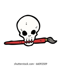 Schädel mit Malerpinselkartoon