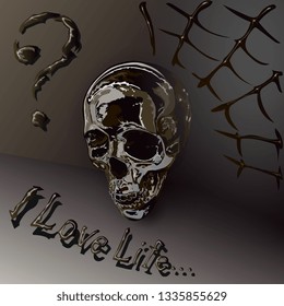 Skull. Painted skull with an inscription. Vector graphics