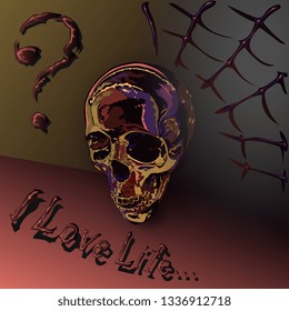Skull. Painted skull with an inscription. Vector graphics