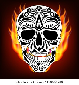 Skull painted on fire vector illustration