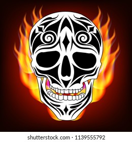 Skull painted on fire vector illustration