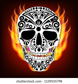Skull painted on fire vector illustration