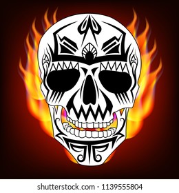 Skull painted on fire vector illustration