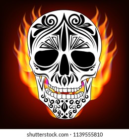 Skull painted on fire vector illustration