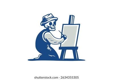 Diseño de Ilustración vectorial de pintor de cráneos