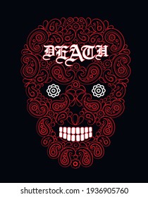 
skull and paisley, vintage design t shirts
