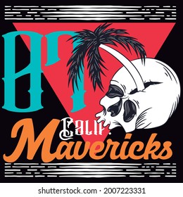 skull with palm and text style surf
