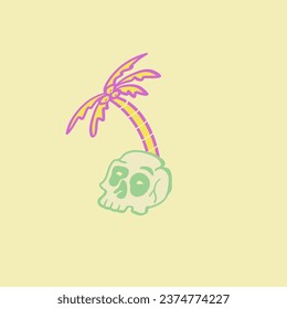Skull and palm tree logo design