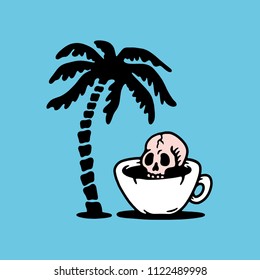 SKULL PALMTREE COFFEE COLOR