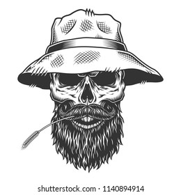 Skull in the panama hat. Vector illustration