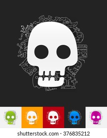 skull paper sticker with hand drawn elements