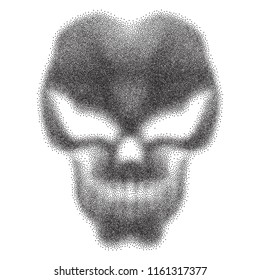 Skull from particles. Vector abstract illustration isolated on white