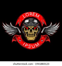 Skull patch with retro helmet