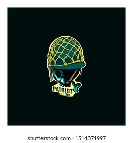 skull patriot with hemet concept 