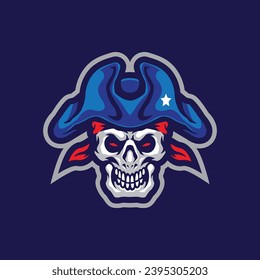 Skull patriot Mascot Logo Design Vektor mit modernen Illustrationskonzepten Stil für Abzeichen, Emblem und T-Shirt-Druck. Skull Patriot Illustration für Sport und Begleitteam.