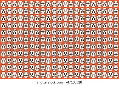 Skull Pattern Background On orange backdrop