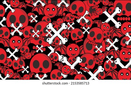 skull pattern background with red color.vector eps 10
