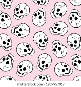 Skull Pattern Background. Social Media Post. Vector Illustration.