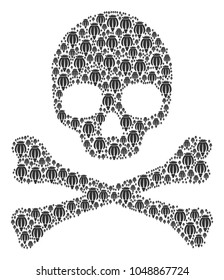 Skull pattern created of opium poppy design elements. Vector opium poppy icons are composed into conceptual deadly composition.