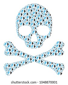 Skull pattern designed of exit direction elements. Vector exit direction design elements are composed into geometric deadly composition.