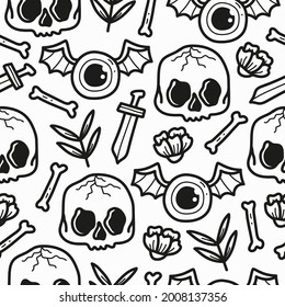 skull pattern designs illustration, for clothing, wallpapers, backgrounds, posters, books, banners aand more