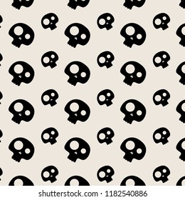 Skull Pattern. Halloween Ornament.Halloween vector Pattern with skull.Halloween skulls .Festive pattern with black skull on white background.