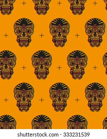 skull pattern old school tattoo 