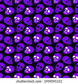 Skull Pattern Purple Skulls On Black Stock Vector (Royalty Free) 1959591151