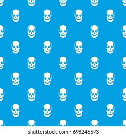  Skull pattern repeat seamless in blue color for any design. Vector geometric illustration