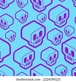 Skull pattern seamless isometric style. Cranium background. cartoon Ornament of kids fabric